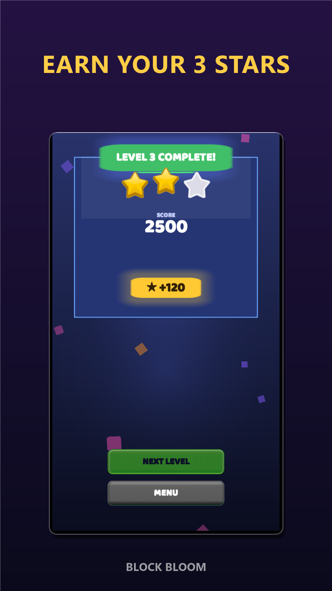 Block Bloom earning stars on a level