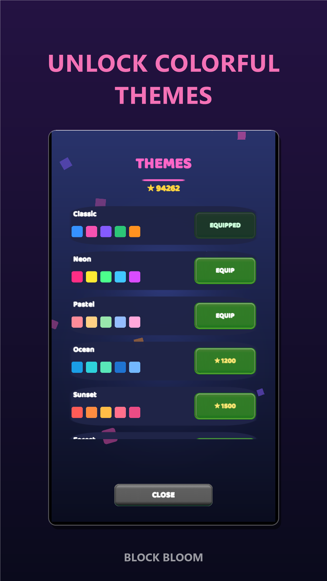 Block Bloom colourful board themes